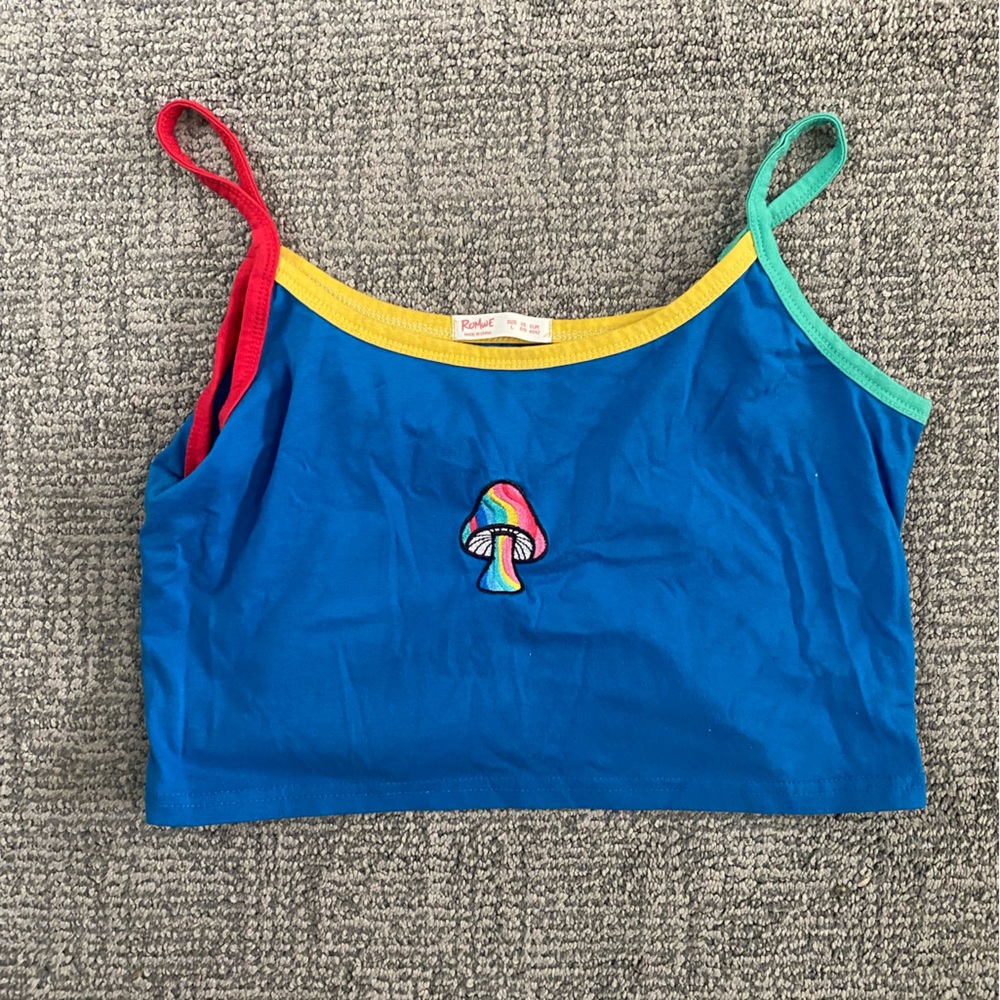 ROMWE Rainbow Mushroom Tank Top